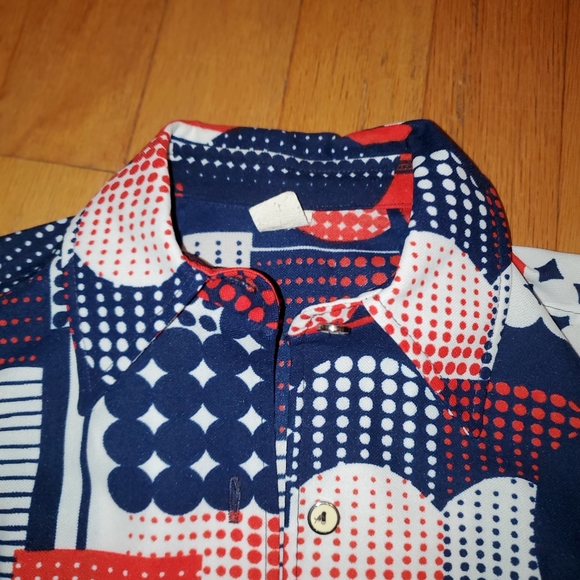 Vintage 70'S Sportables Polyester Blouse twinset 2 pc psychedelic mod patchwork - Picture 11 of 13